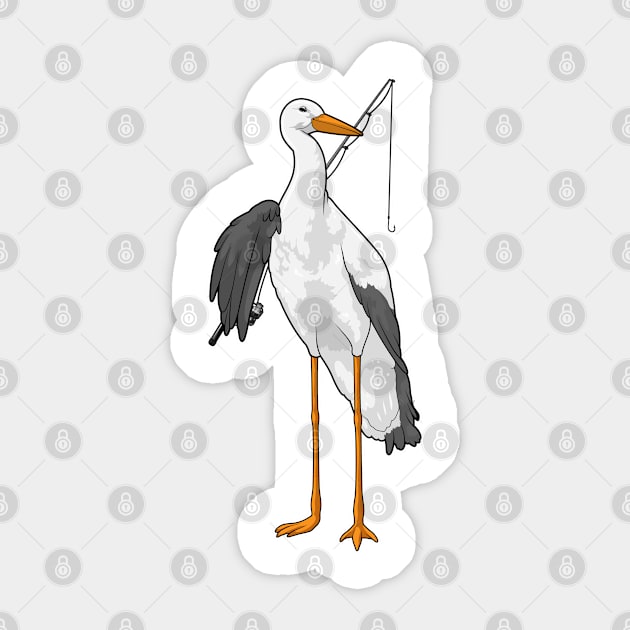 Stork Fishing Fisher Fishing rod Sticker by Markus Schnabel